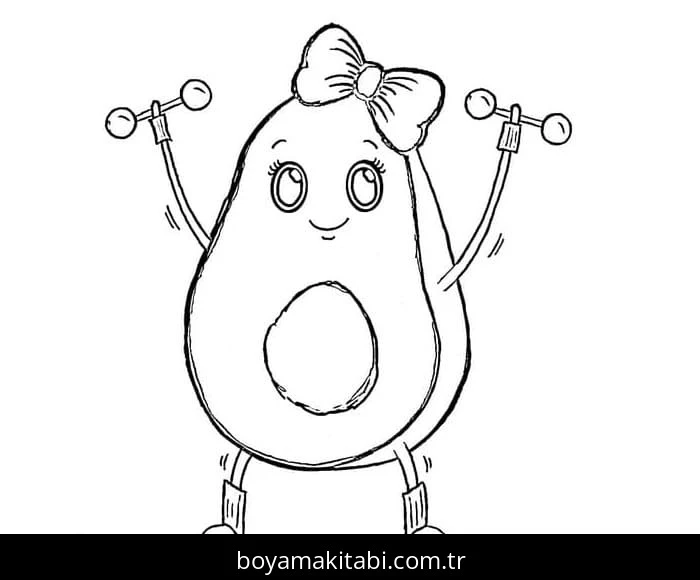 Avokado boyama sayfası – basit çizim, kolay boyama
