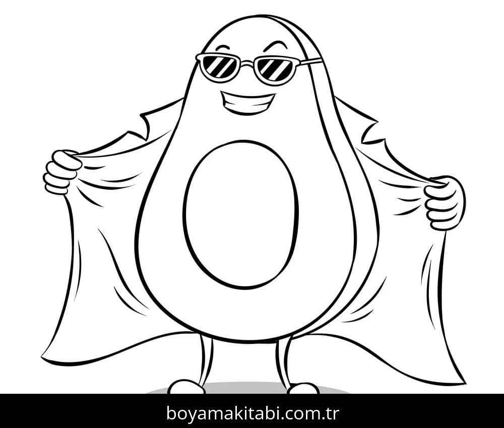 Avokado boyama sayfası – ücretsiz yazdır, boyama etkinliği