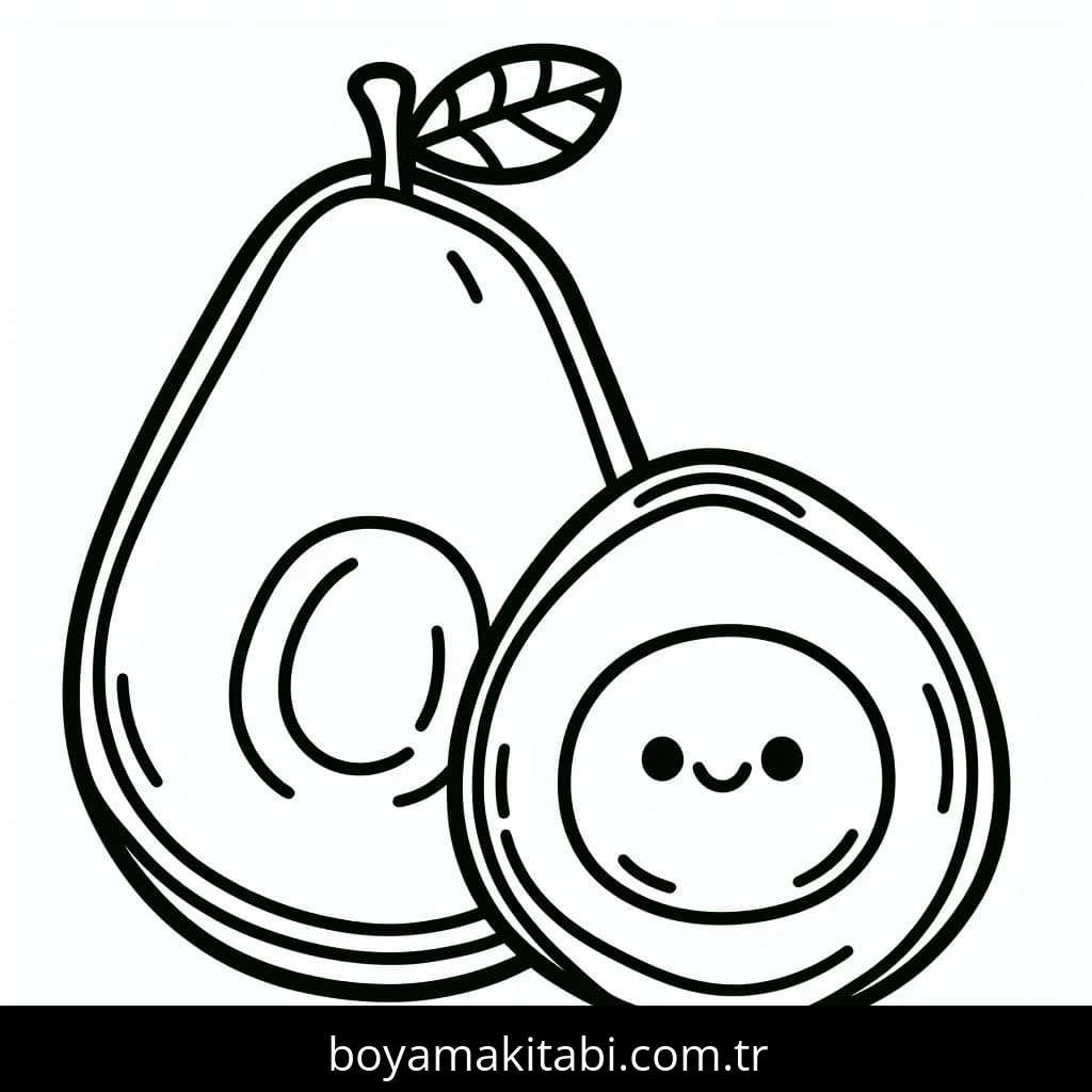 Avokado boyama sayfası – okul öncesi, evde etkinlik