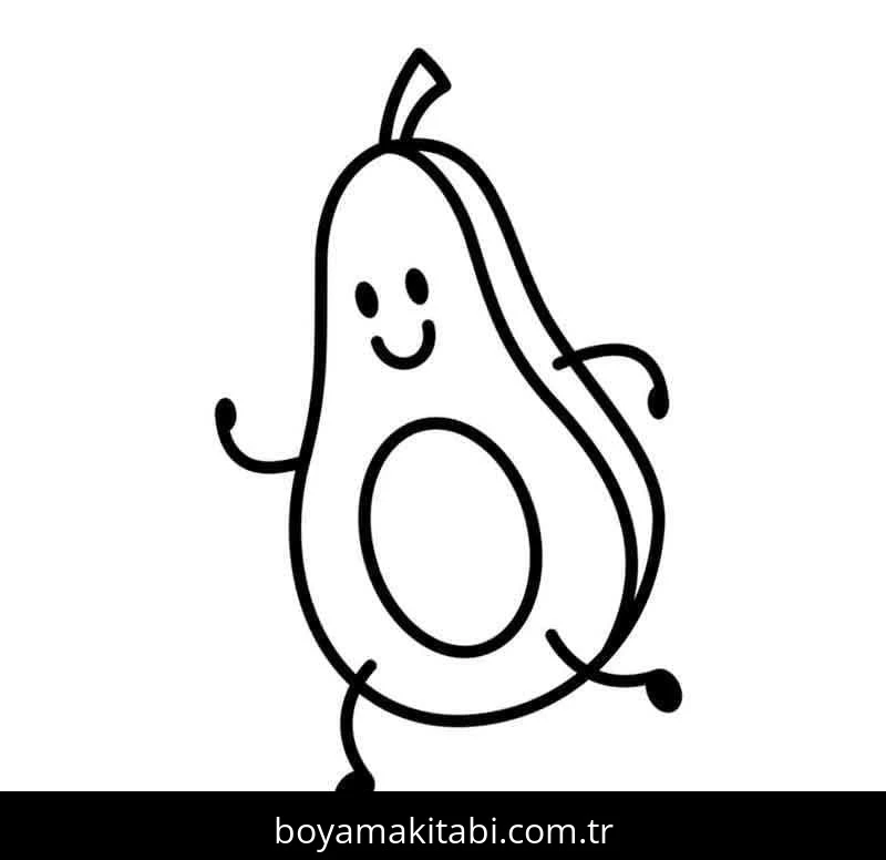 Avokado boyama sayfası – boyama etkinliği, çocuk aktivitesi