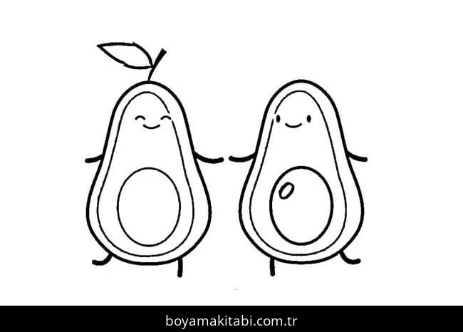 Avokado boyama sayfası – PDF indir, sevimli karakter