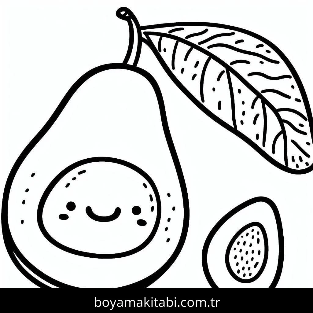 Avokado boyama sayfası – yaratıcılığı geliştirir, keyifli zaman