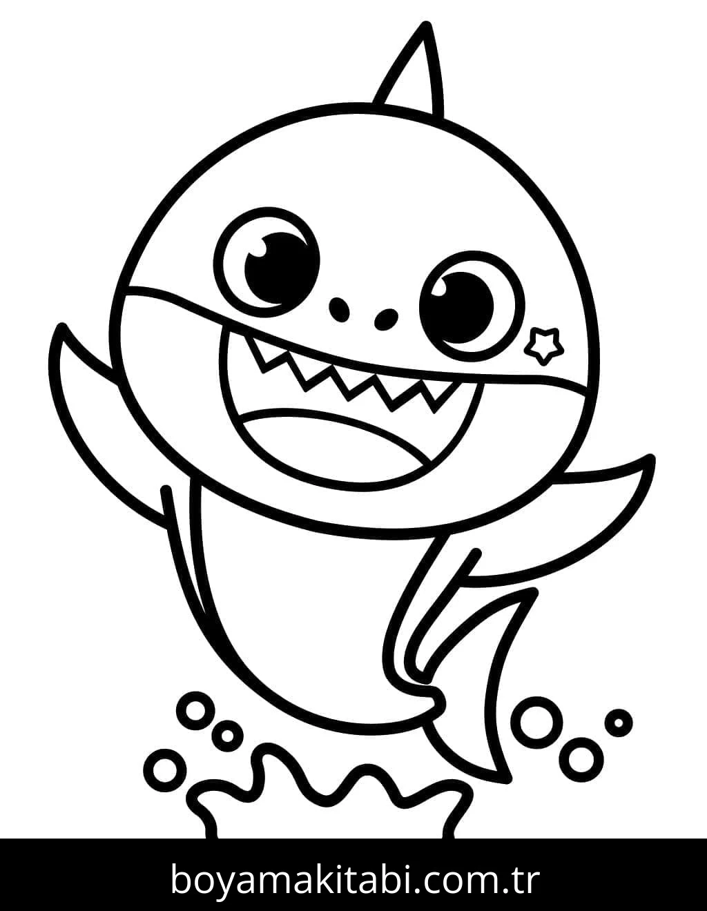 Baby Shark boyama sayfası #8 – kolay boyama, eğitici aktivite