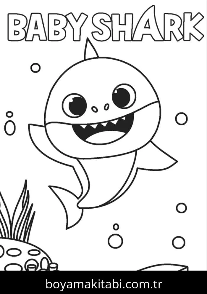 Baby Shark boyama sayfası #10 – yaratıcılığı geliştirir, keyifli zaman