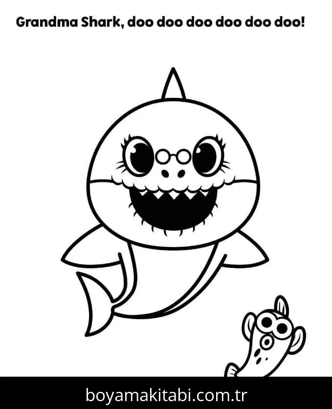 Baby Shark boyama sayfası #17 – keyifli zaman, renkli çizimler