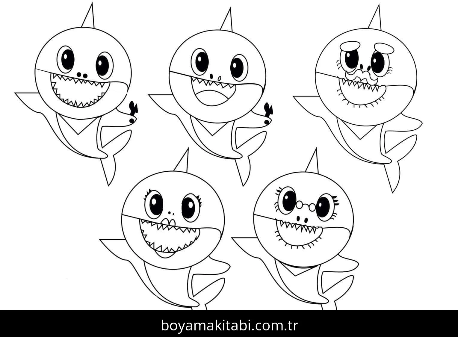 Baby Shark boyama sayfası #31 – dikkat ve odaklanma geliştirir, A4 baskıya uygun