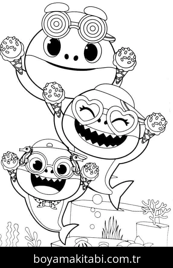 Baby Shark boyama sayfası – kolay boyama, eğitici aktivite