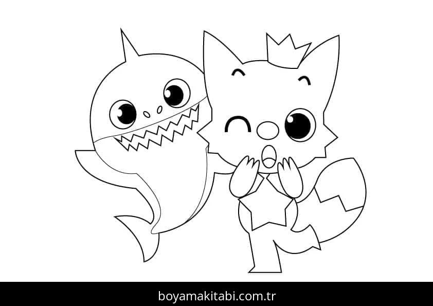 Baby Shark boyama sayfası – eğlenceli etkinlik, el becerilerini geliştirir