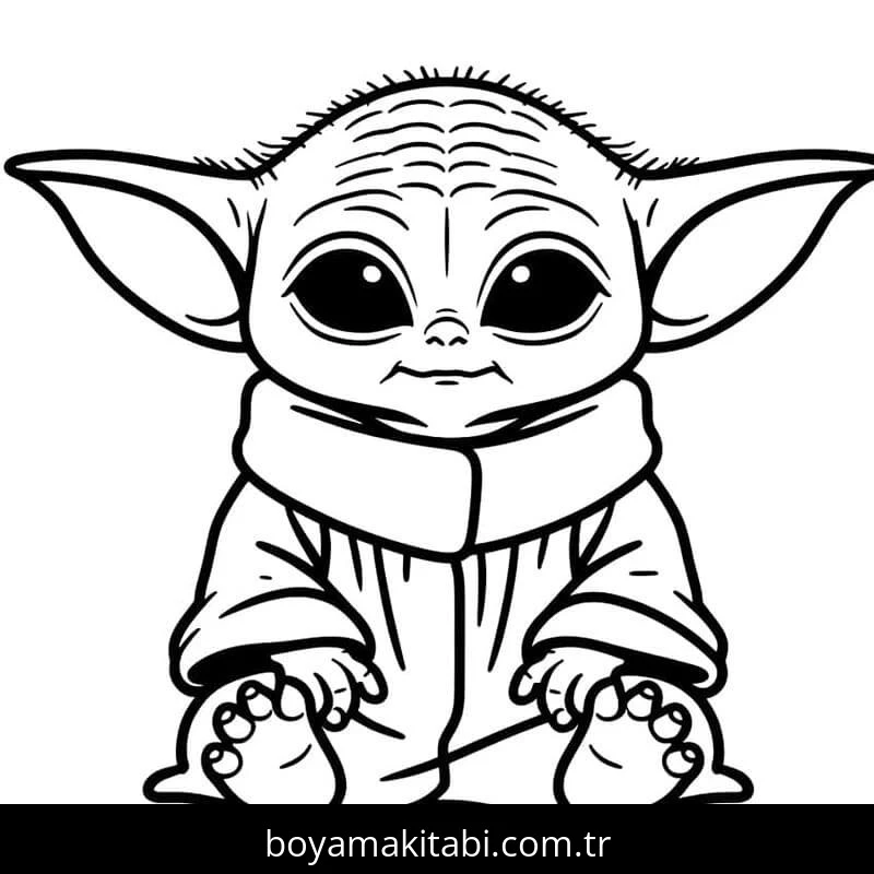 Baby Yoda boyama sayfası – el becerilerini geliştirir, boyama çalışması