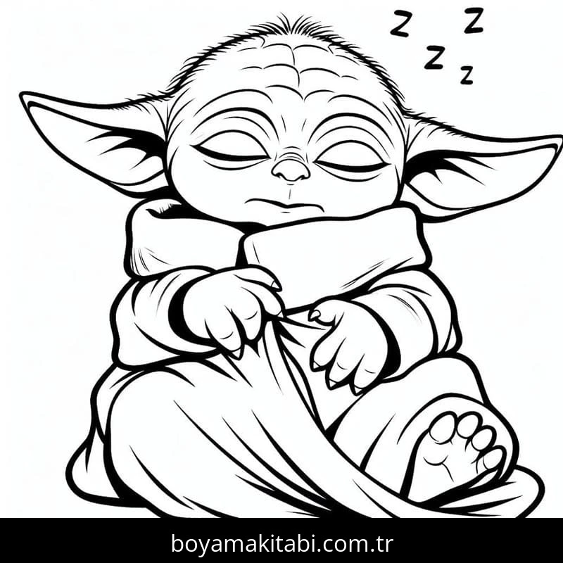Baby Yoda boyama sayfası – sanatsal çalışma, çocuklar için
