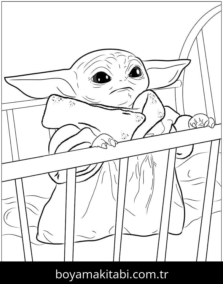 Baby Yoda boyama sayfası – boyama çalışması, yaratıcılığı geliştirir