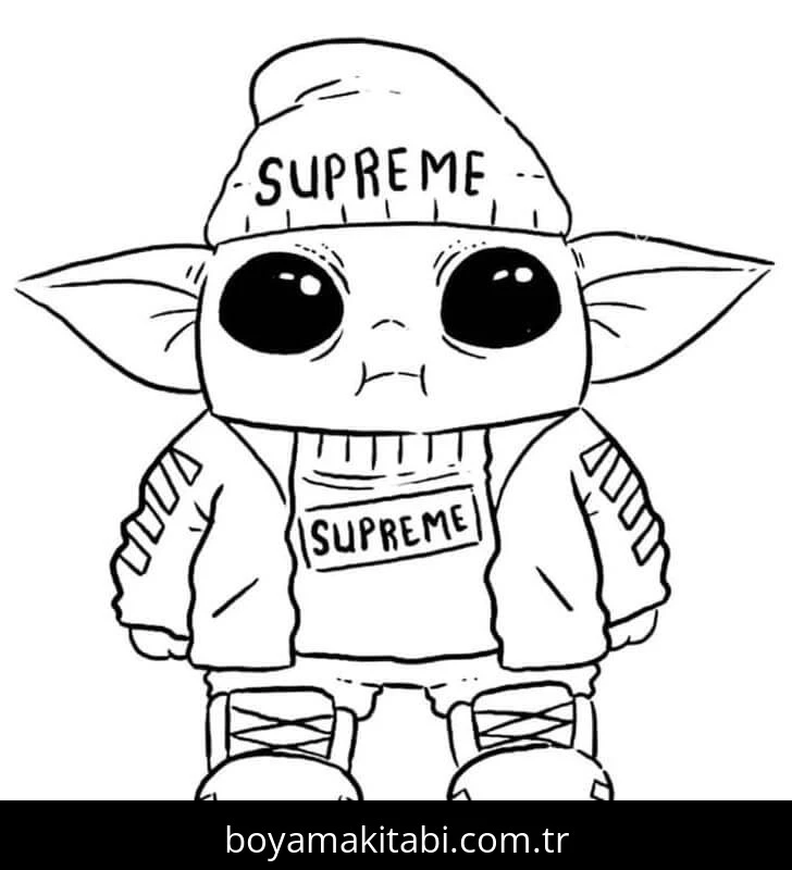 Baby Yoda boyama sayfası – kolay boyama, eğitici aktivite