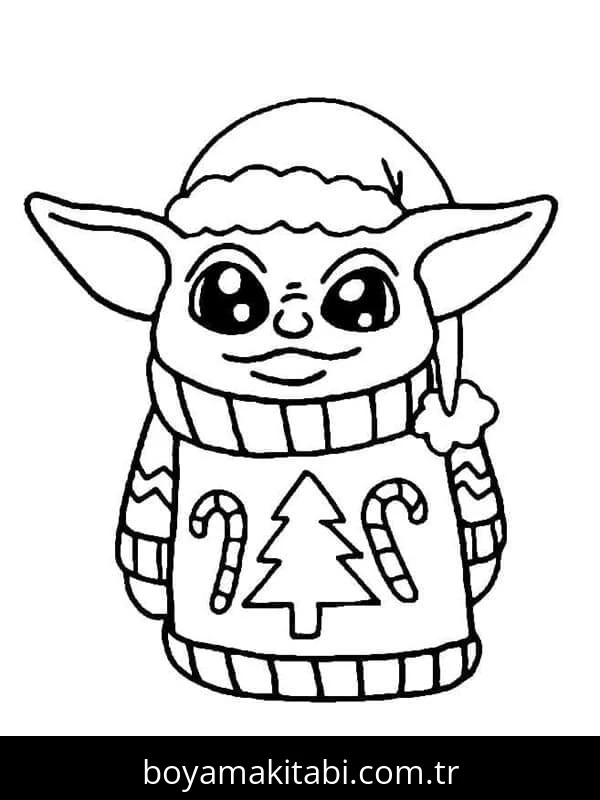 Baby Yoda boyama sayfası – el becerilerini geliştirir, boyama çalışması