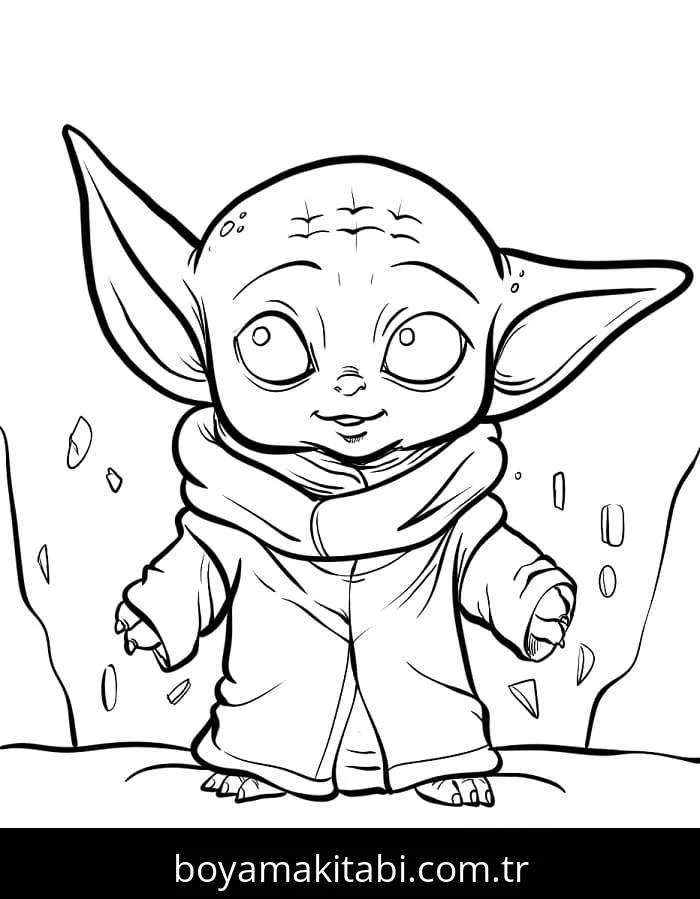 Baby Yoda boyama sayfası – yaratıcılık, eğlenceli etkinlik