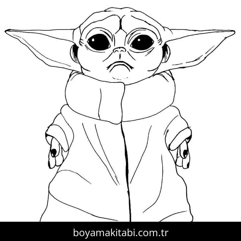 Baby Yoda boyama sayfası – eğitici aktivite, yaratıcılık