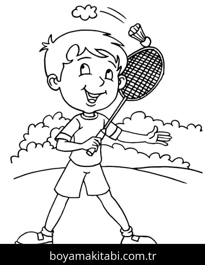 Badminton boyama sayfası #2 – keyifli zaman, renkli çizimler