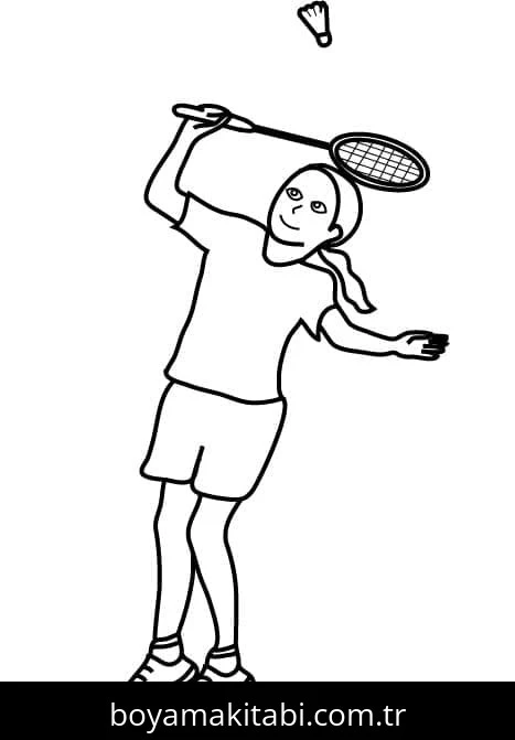 Badminton boyama sayfası #3 – evde etkinlik, anaokulu etkinliği