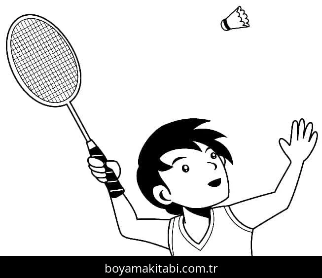Badminton boyama sayfası #4 – çocuk aktivitesi, ilkokul öğrencileri için