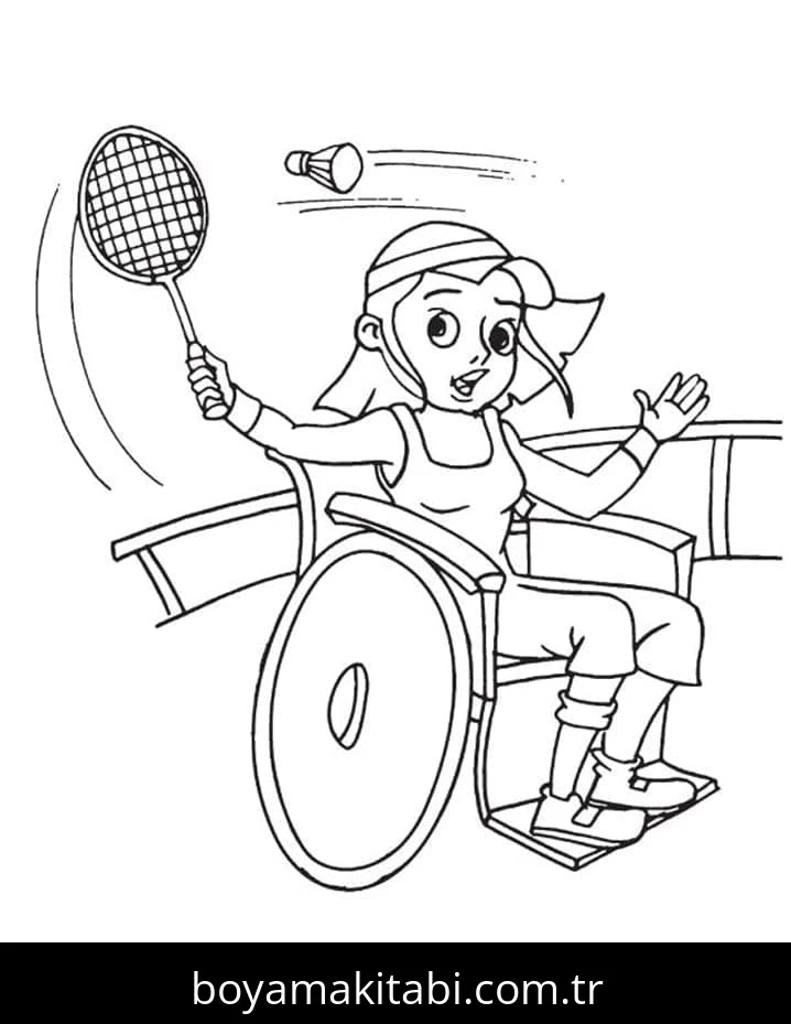 Badminton boyama sayfası #6 – basit çizim, yaz tatili etkinliği
