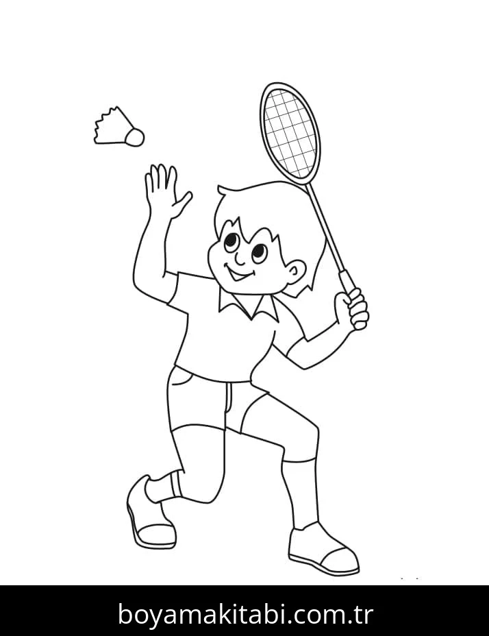 Badminton boyama sayfası #10 – anaokulu etkinliği, motor becerileri destekler