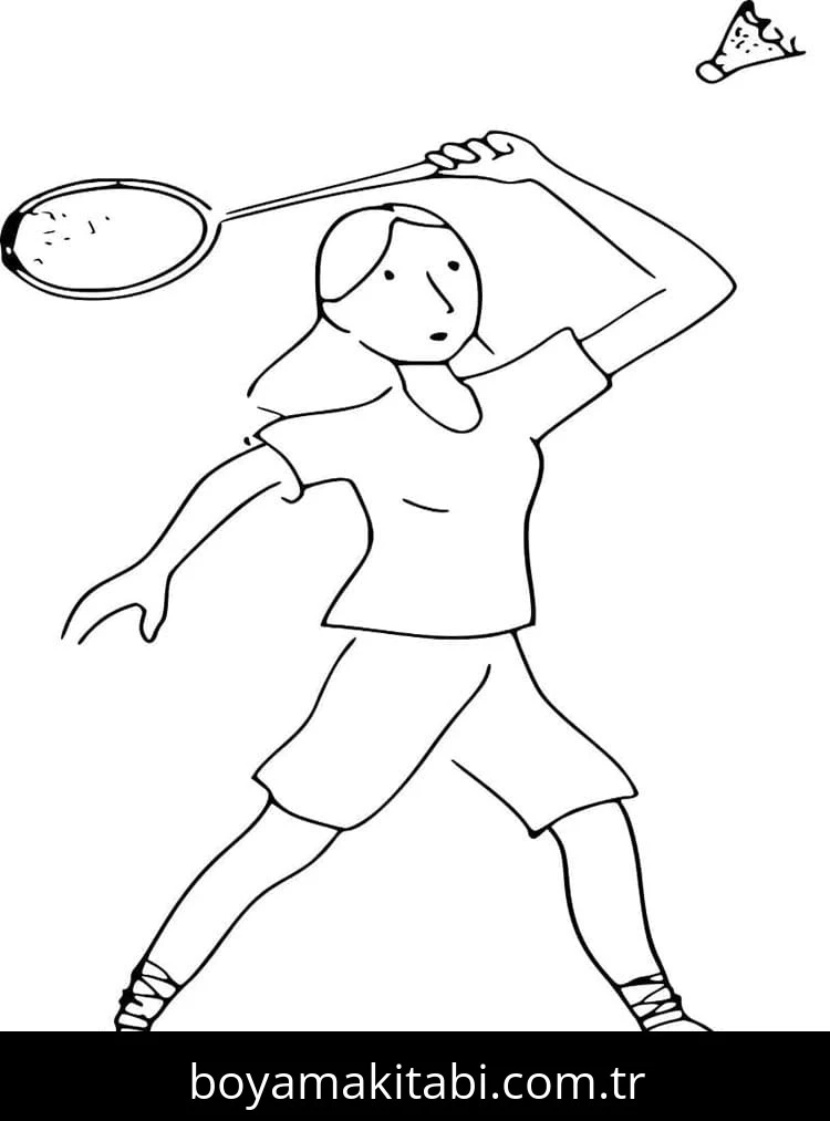 Badminton boyama sayfası – okul öncesi, evde etkinlik