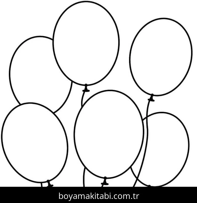 Balonlar boyama sayfası – sevimli karakter, sanatsal çalışma