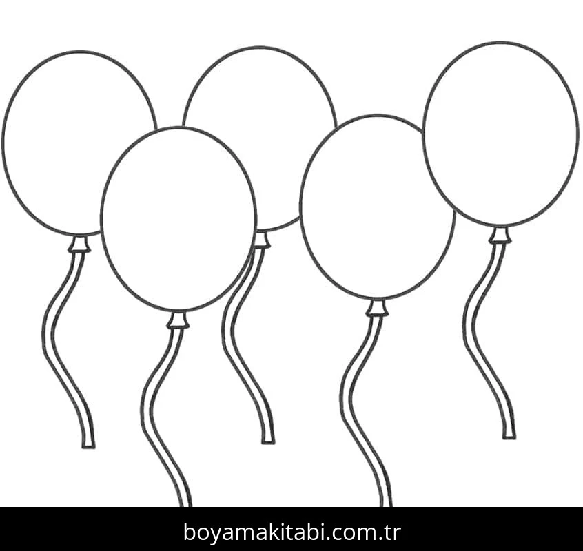 Balonlar boyama sayfası – renkli çizimler, okul öncesi