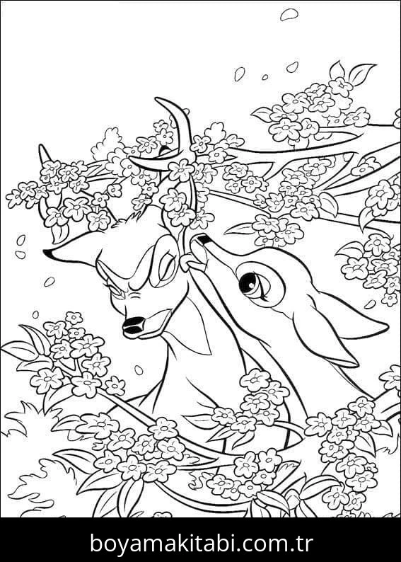Bambi boyama sayfası #6 – dikkat ve odaklanma geliştirir, A4 baskıya uygun