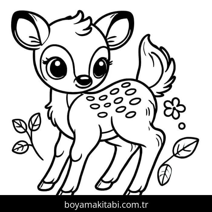 Bambi boyama sayfası #10 – sabır ve özgüven kazandırır, yaratıcı sanat çalışması