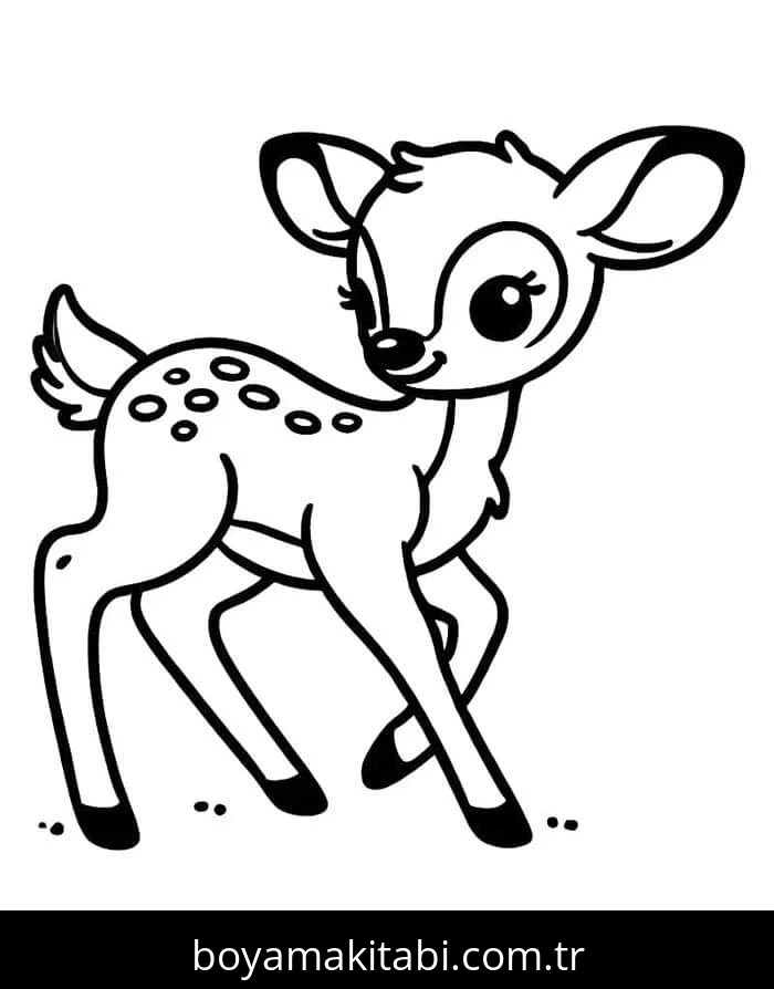 Bambi boyama sayfası #13 – A4 baskıya uygun, ücretsiz yazdır