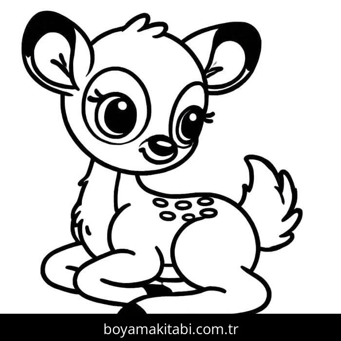 Bambi boyama sayfası #14 – mürekkep tasarrufu sağlar, PDF indir