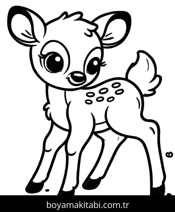 Bambi boyama sayfası #15 – tamamen ücretsiz, çocuklar için