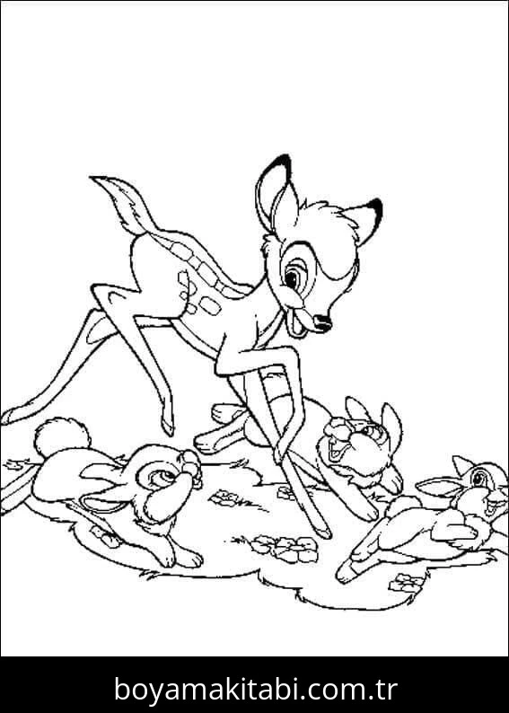 Bambi boyama sayfası #21 – PDF indir, sevimli karakter