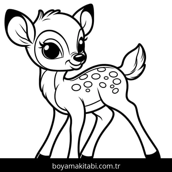 Bambi boyama sayfası #23 – kolay boyama, eğitici aktivite
