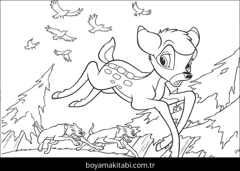 Bambi boyama sayfası – boyama etkinliği, çocuk aktivitesi