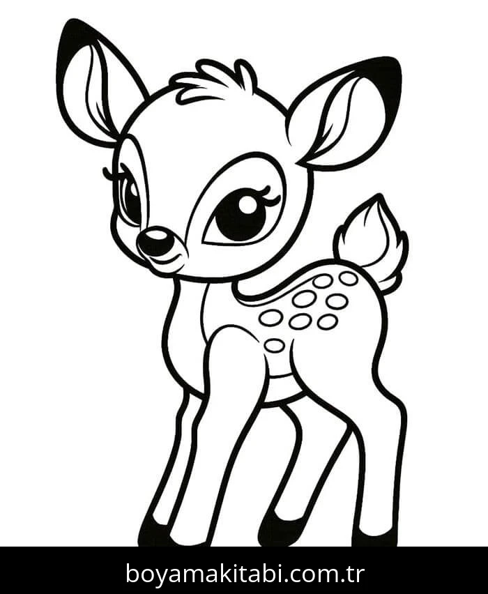Bambi boyama sayfası – eğitici aktivite, yaratıcılık