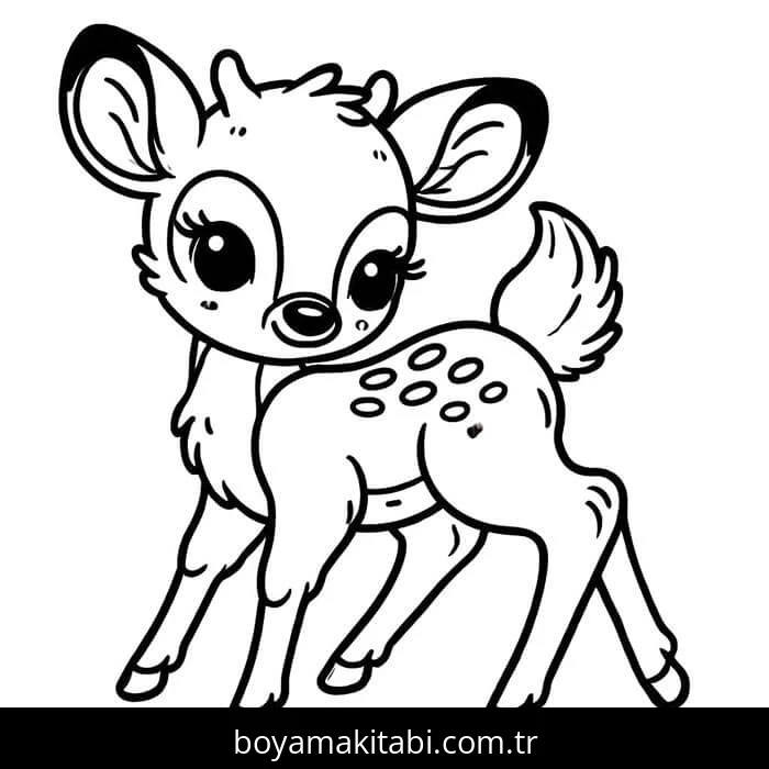 Bambi boyama sayfası – el becerilerini geliştirir, boyama çalışması