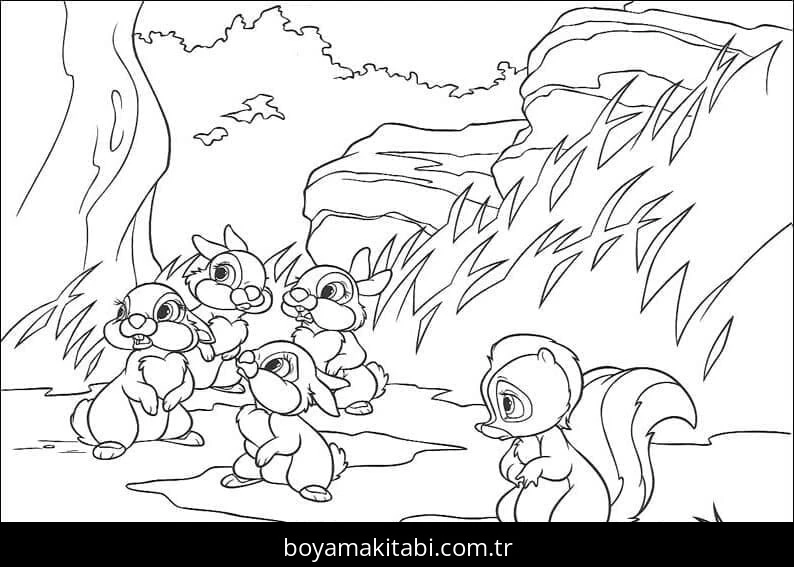 Bambi boyama sayfası – çocuk aktivitesi, PDF indir