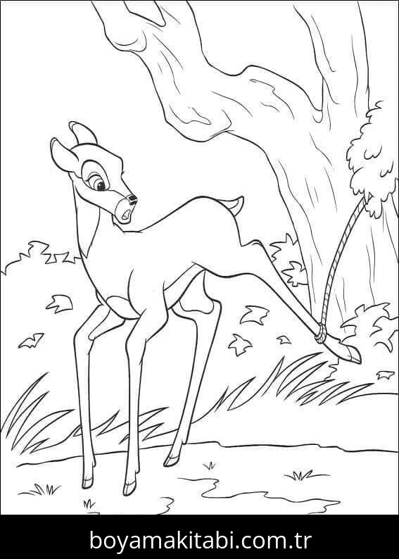 Bambi boyama sayfası – sanatsal çalışma, çocuklar için