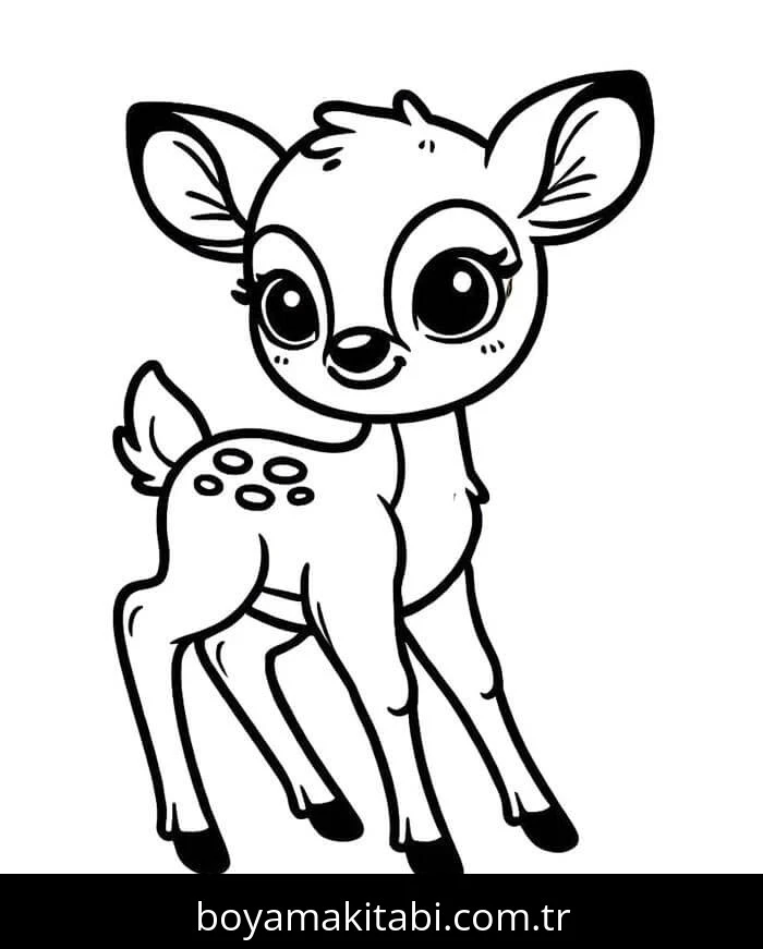 Bambi boyama sayfası – PDF indir, sevimli karakter