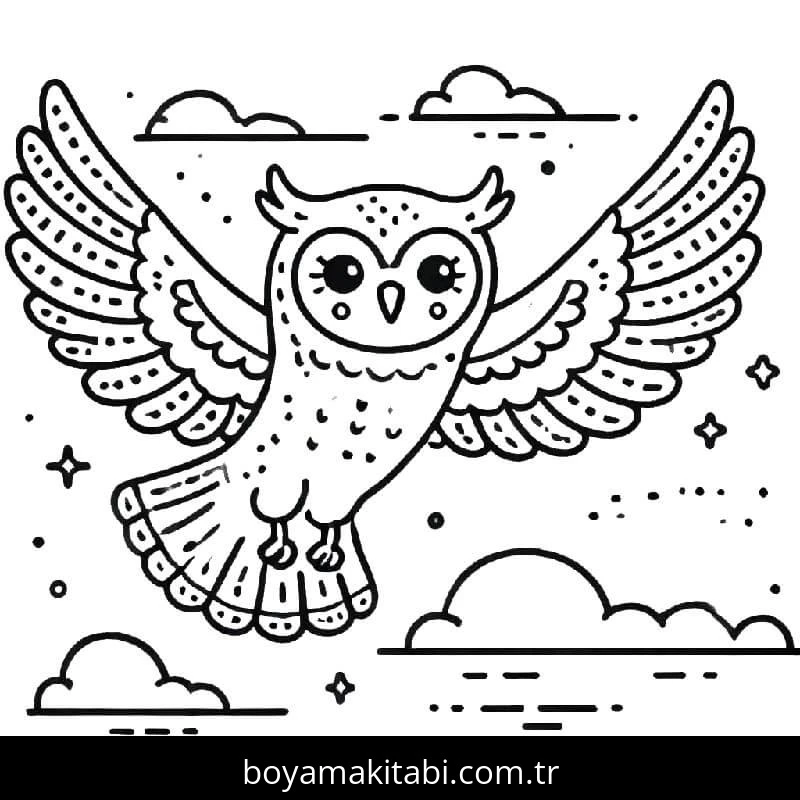 Baykuş boyama sayfası – boyama çalışması, yaratıcılığı geliştirir