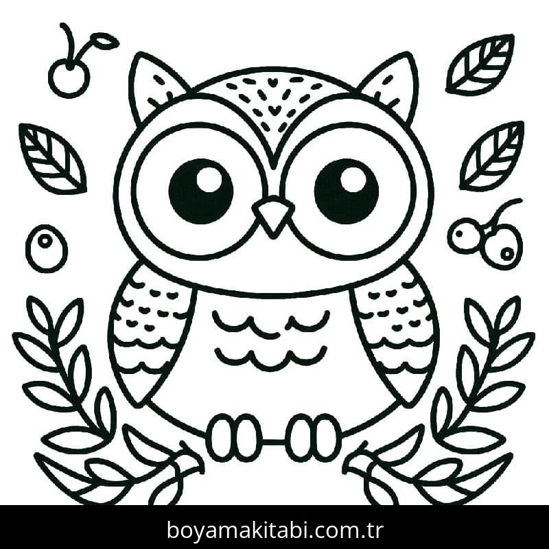 Baykuş boyama sayfası – boyama çalışması, yaratıcılığı geliştirir