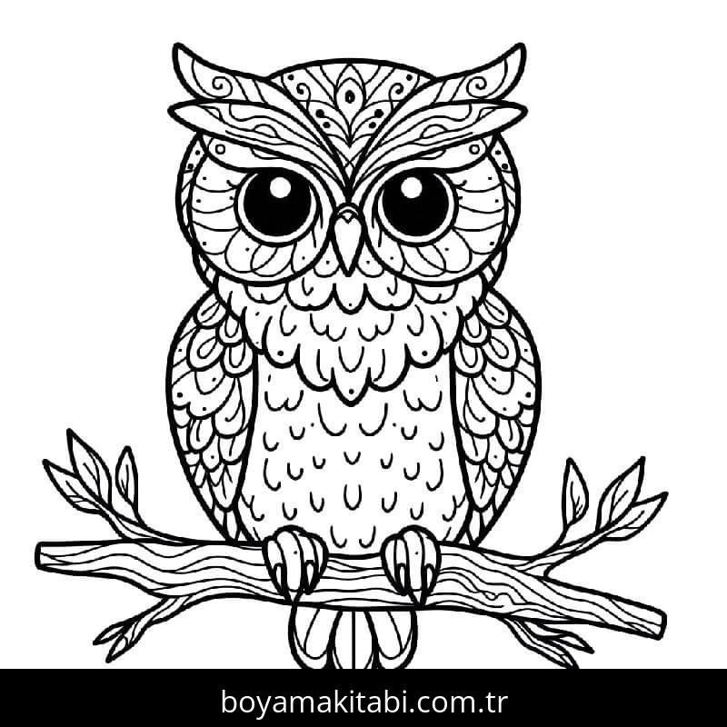 Baykuş boyama sayfası – sanatsal çalışma, çocuklar için