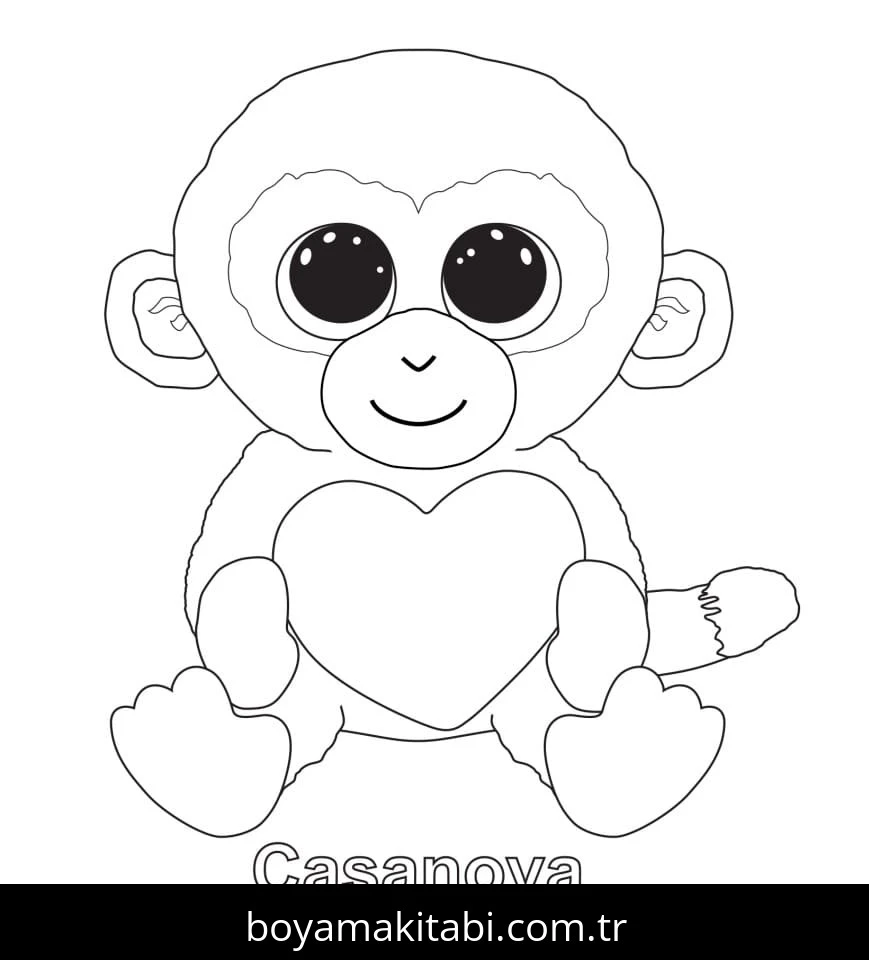 Beanie Boo boyama sayfası – PDF indir, sevimli karakter