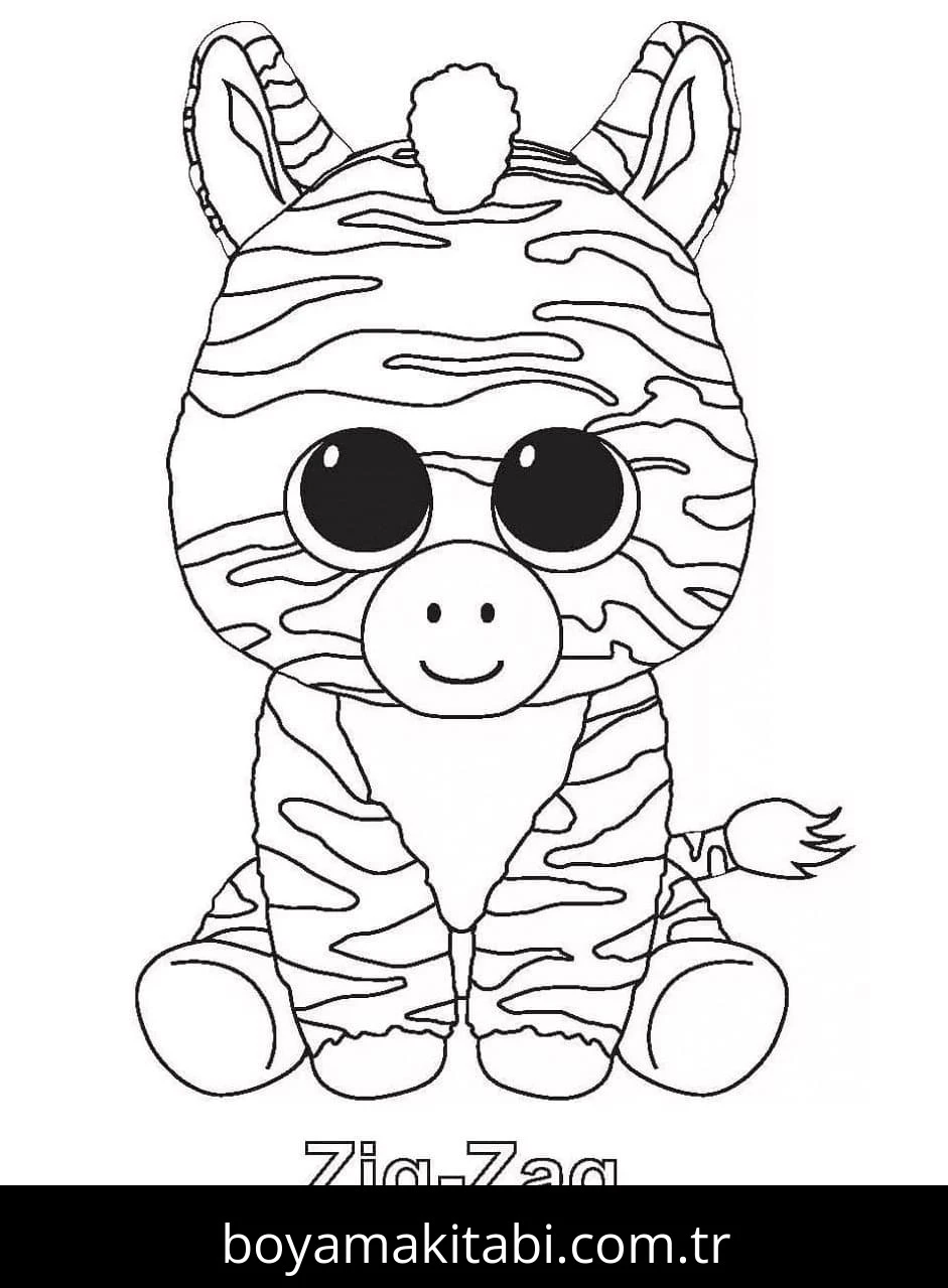 Beanie Boo boyama sayfası – sevimli karakter, sanatsal çalışma