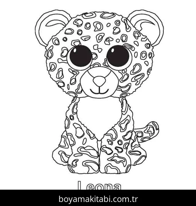 Beanie Boo boyama sayfası – sevimli karakter, sanatsal çalışma