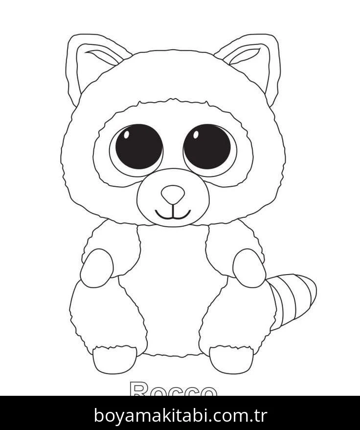 Beanie Boo boyama sayfası – çizgi film temalı, basit çizim