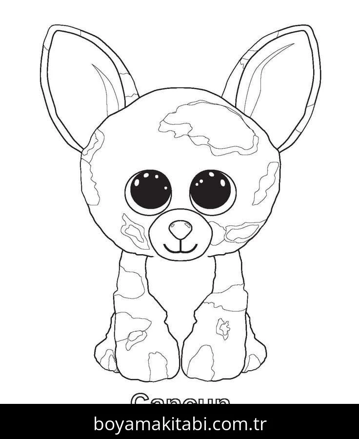 Beanie Boo boyama sayfası – basit çizim, kolay boyama