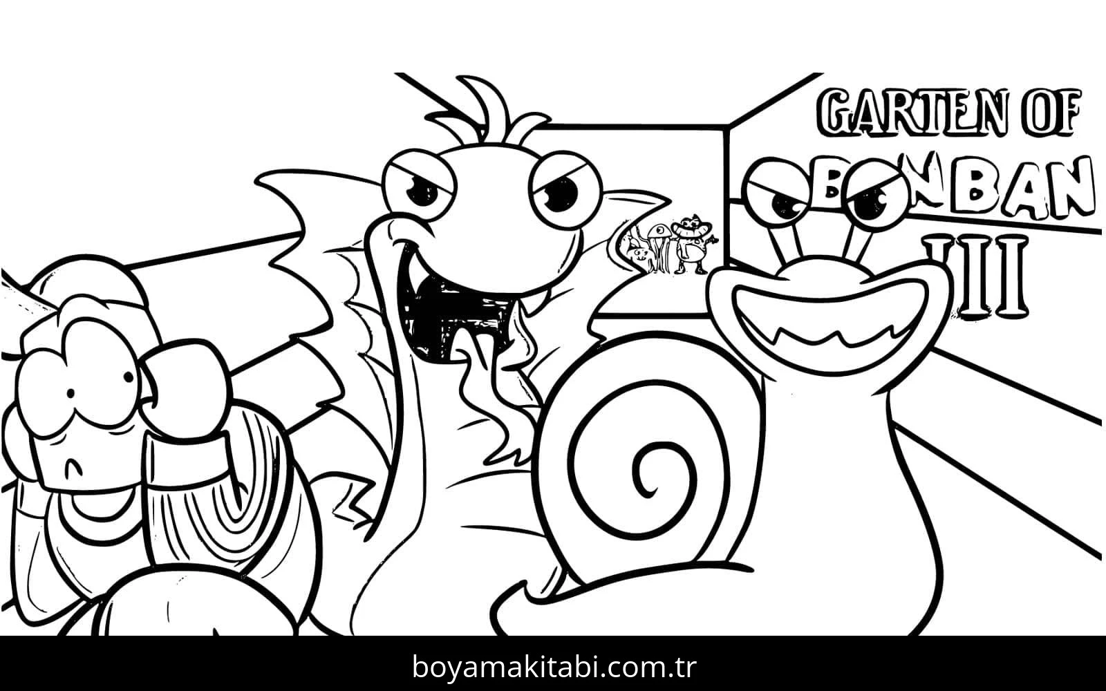 Garten of BanBan boyama sayfası – kolay boyama, eğitici aktivite
