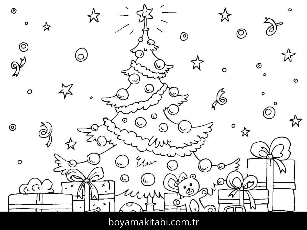 Noel boyama sayfası – renkli çizimler, okul öncesi